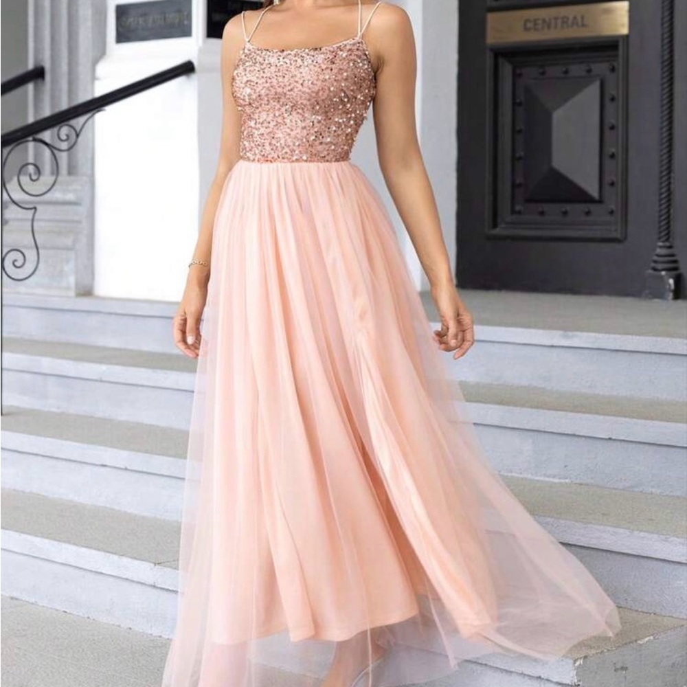 Elegant Peach Evening Gown